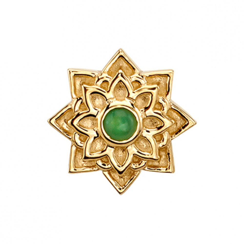 "Sol" Threaded End in Gold with Chrysoprase