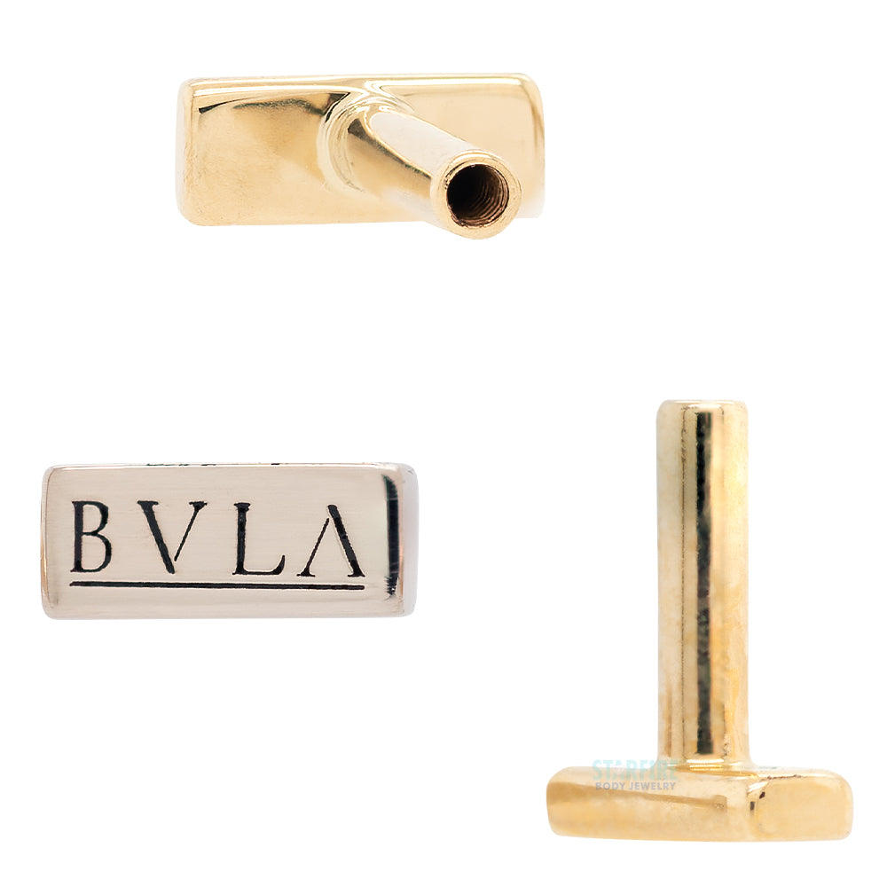 Gold & Platinum Threaded Flatback / Labret Post / Straight Barbell End with Fixed Antiqued BVLA Disc