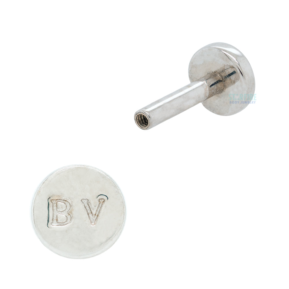 Gold Threaded Flatback / Labret Post / Straight Barbell End with Fixed BV Stamped Disc