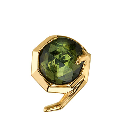 "Spirit of Forest" Threaded End in Gold with Special Rose Cut Green Tourmaline