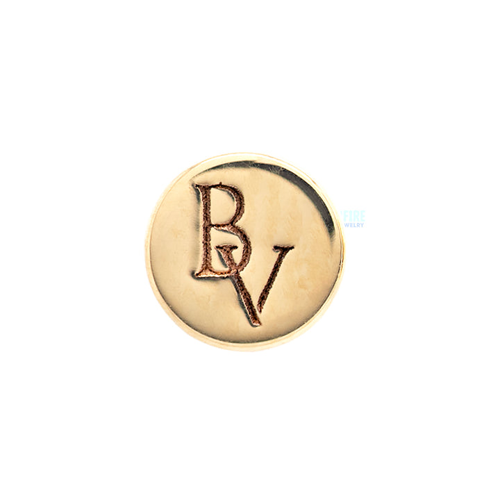 threadless: Gold Flatback / Labret Post / Straight Barbell End with Fixed BV Engraved Disc