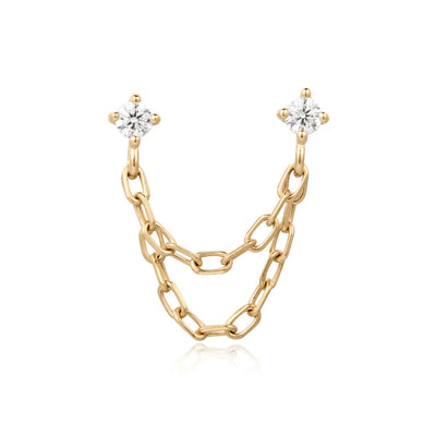 threadless: "Duality" Chain Dual Pin End in Gold with White CZ's