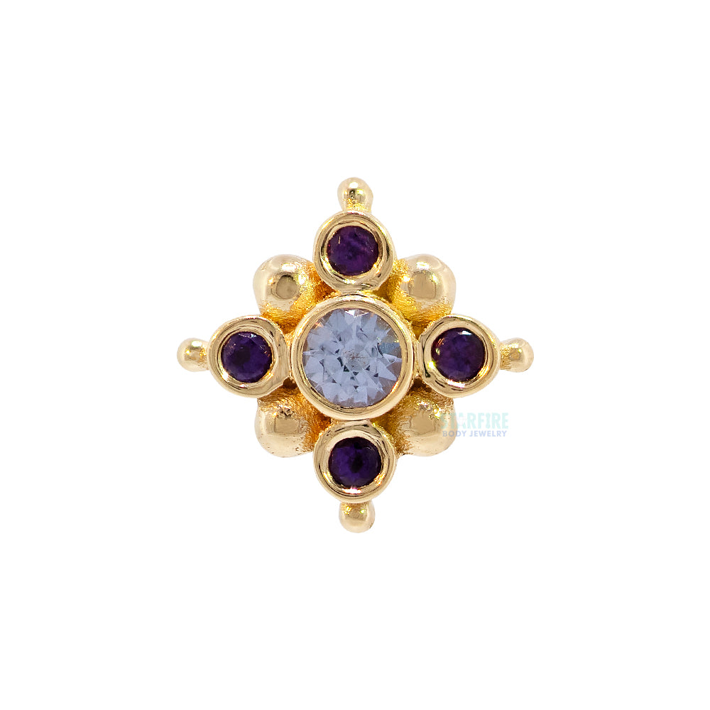 threadless: "Orion" Pin in Gold with Tanzanite & Amethyst
