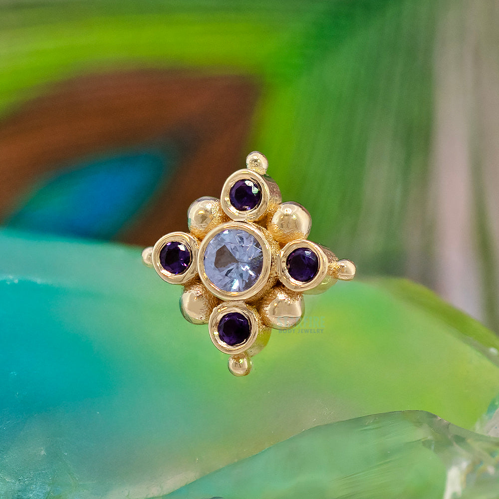 threadless: "Orion" Pin in Gold with Tanzanite & Amethyst