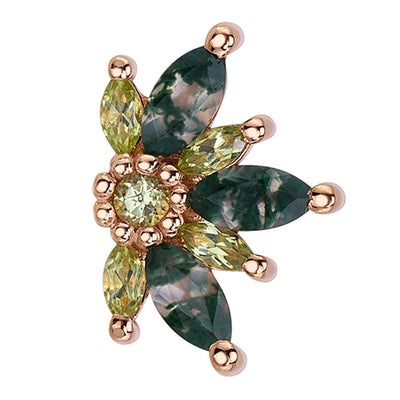 Small "Starling" Threaded End in Gold with Faceted Moss Agate & Peridot