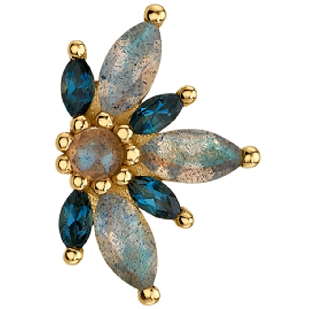 "Starling" Threaded End in Gold with Faceted Labradorite & London Blue Topaz