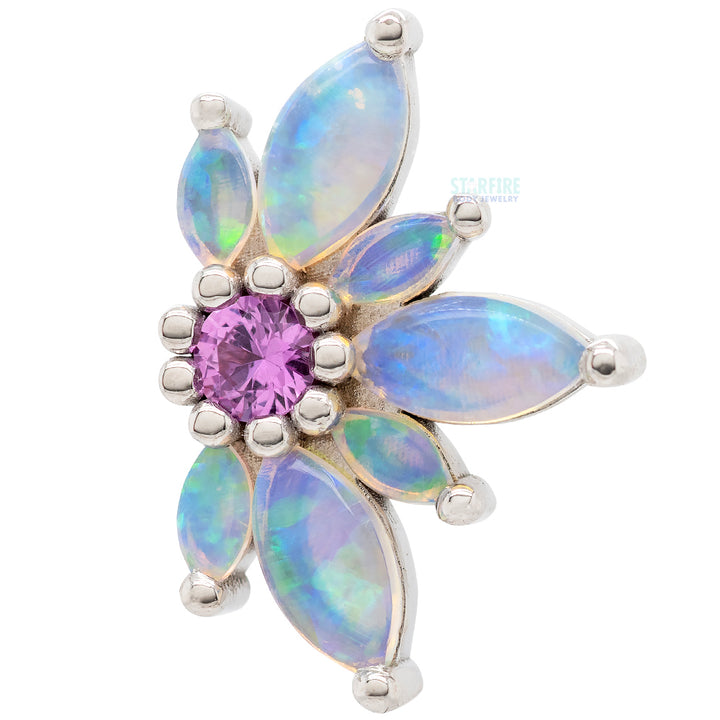 "Starling" Threaded End in Gold with Genuine White Opal & Pink Sapphire