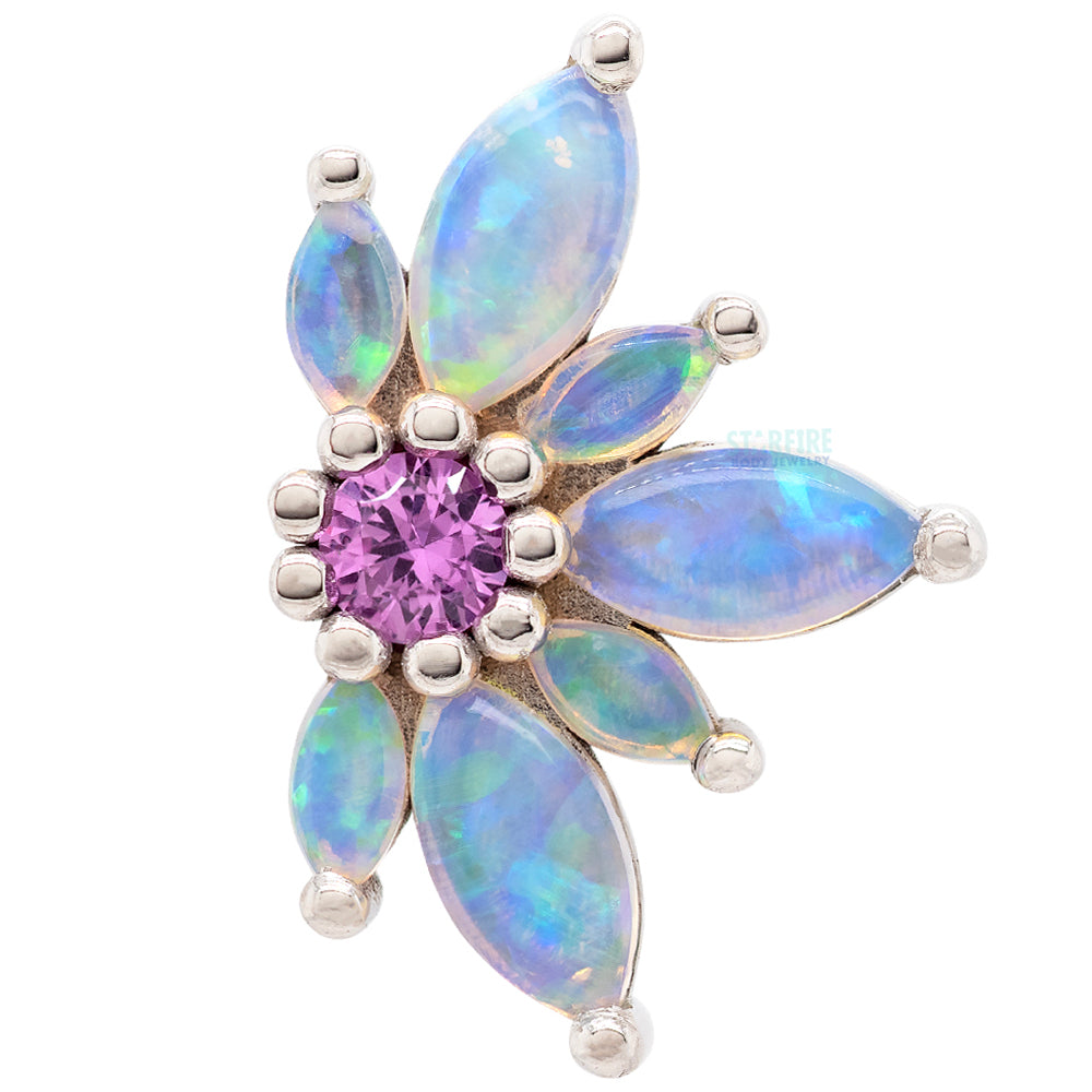 "Starling" Threaded End in Gold with Genuine White Opal & Pink Sapphire