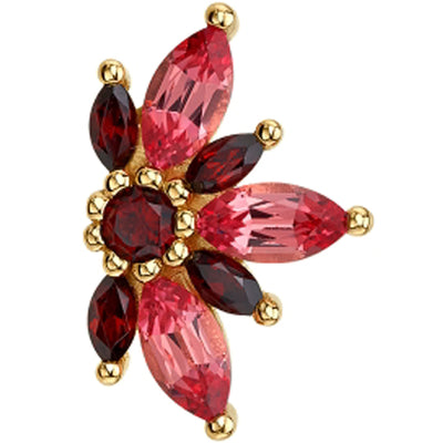 "Starling" Threaded End in Gold with Padparadscha Sapphire & Garnets