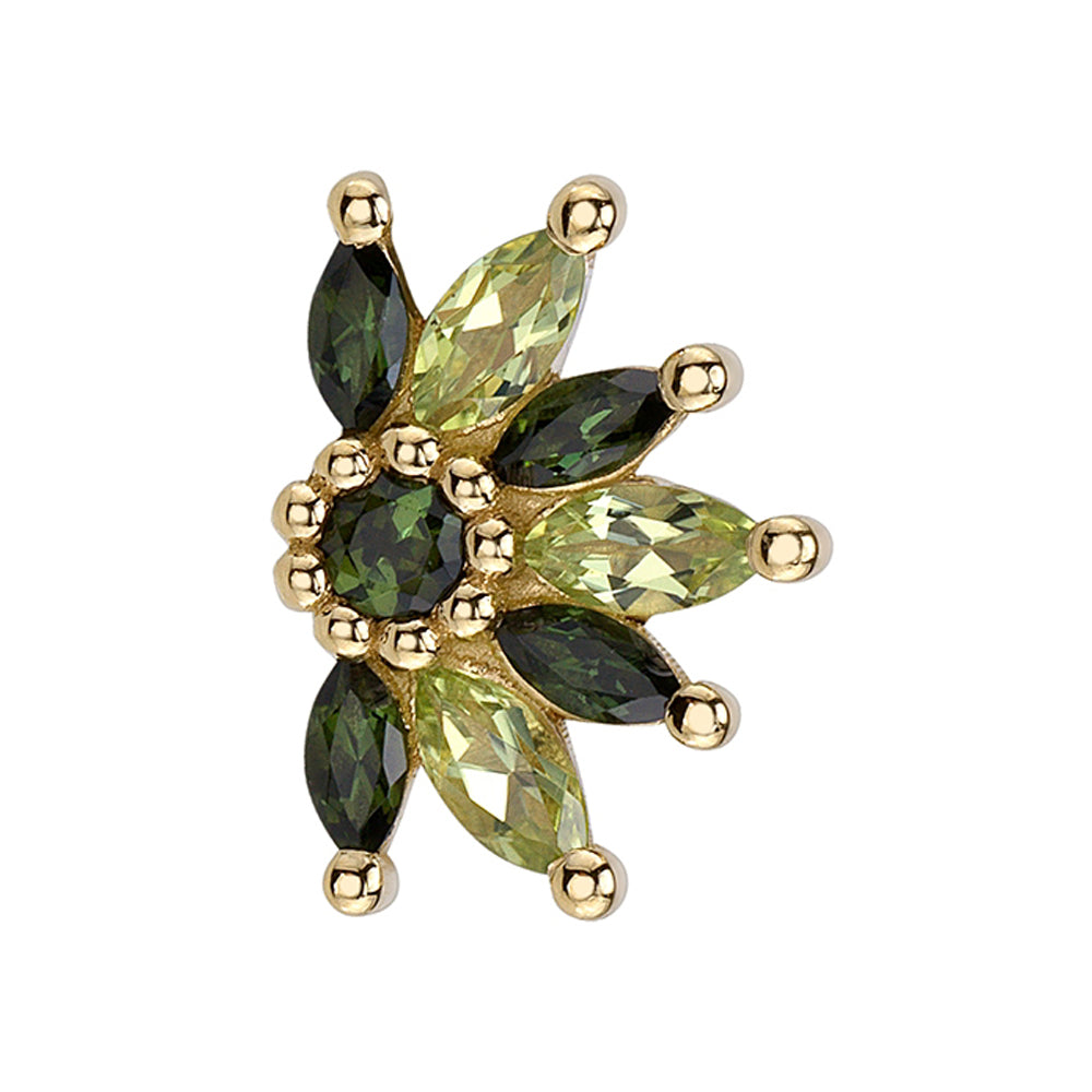 Tiny "Starling" Threaded End in Gold with Peridot & Green Tourmaline