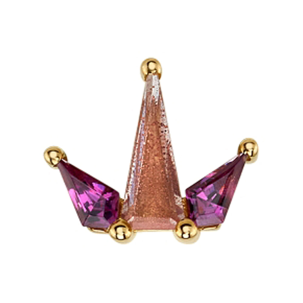 "Minotaur" Threaded End in Gold with Oregon Sunstone & Rhodolite
