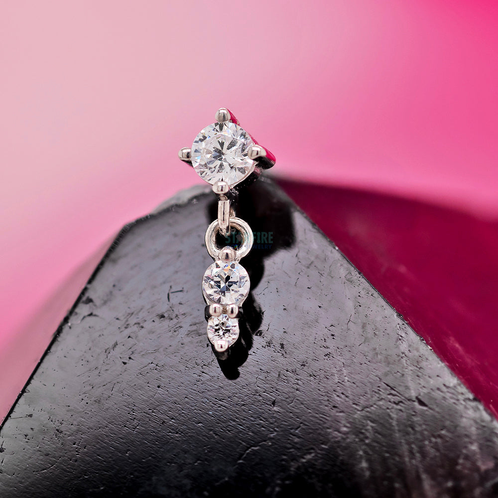 threadless: "High Noon" End with Dangle in Gold with CZ's