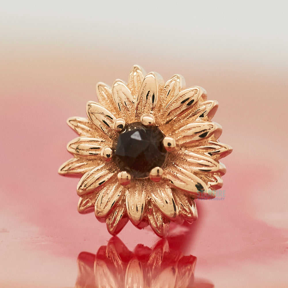 Chrysanthemum Threaded End in Gold with Rose Cut Smoky Quartz