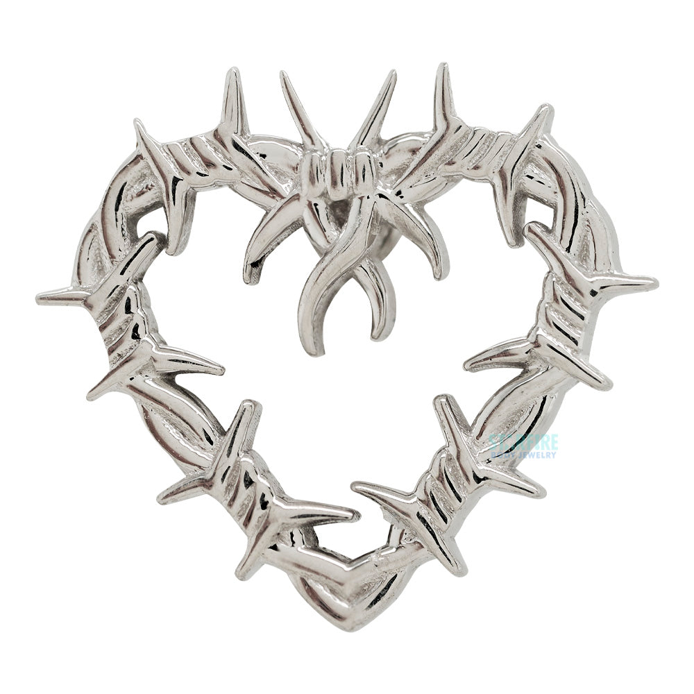 Barbed Wire Heart Threaded End in Gold