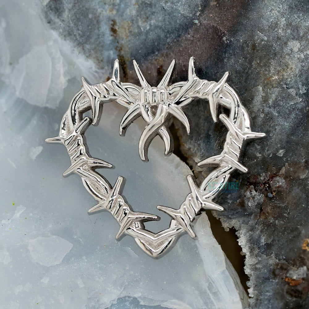 Barbed Wire Heart Threaded End in Gold & Platinum
