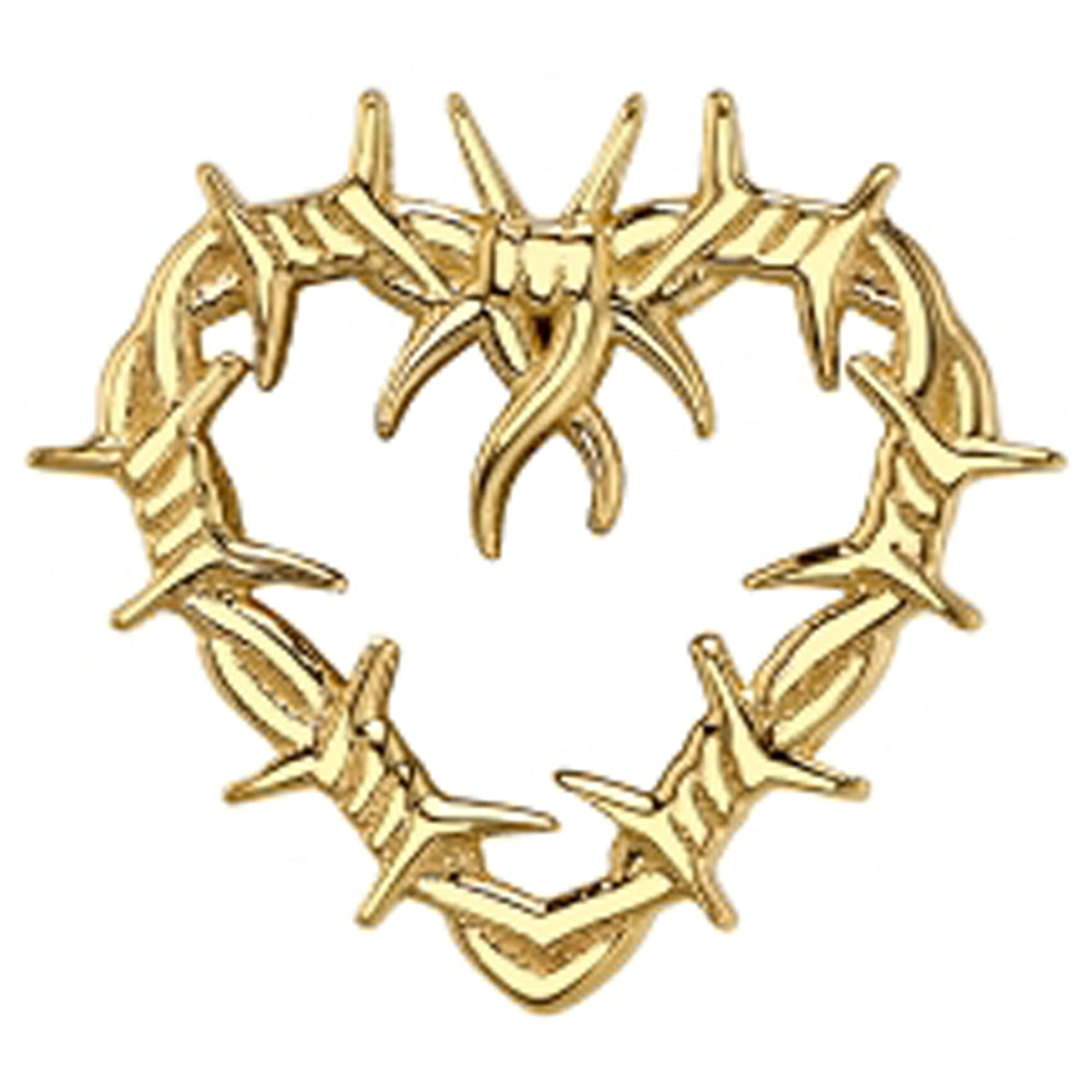 Barbed Wire Heart Threaded End in Gold & Platinum