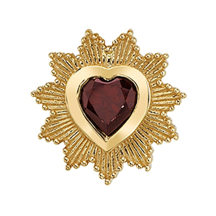 "Milagro" Threaded End in Gold & Platinum with Garnet