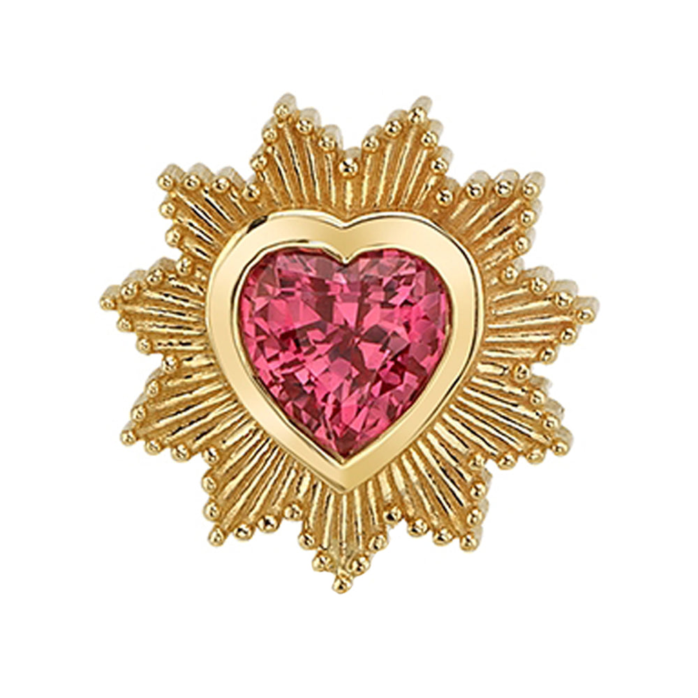 "Milagro" Threaded End in Gold & Platinum with Padparadscha Sapphire