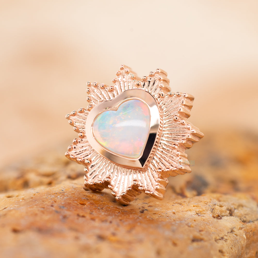 "Milagro" Threaded End in Gold & Platinum with Genuine White Opal