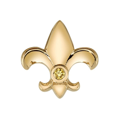 Fleur De Lys Threaded End in Gold with Canary Diamond