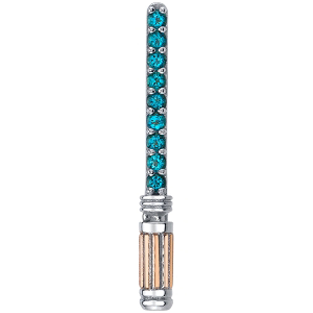 "Leia's Saber" Double Threaded End in Gold with Paraiba Topaz'