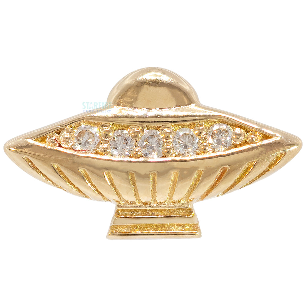 Flying Saucer Threaded End in Gold & Platinum with DIAMONDS