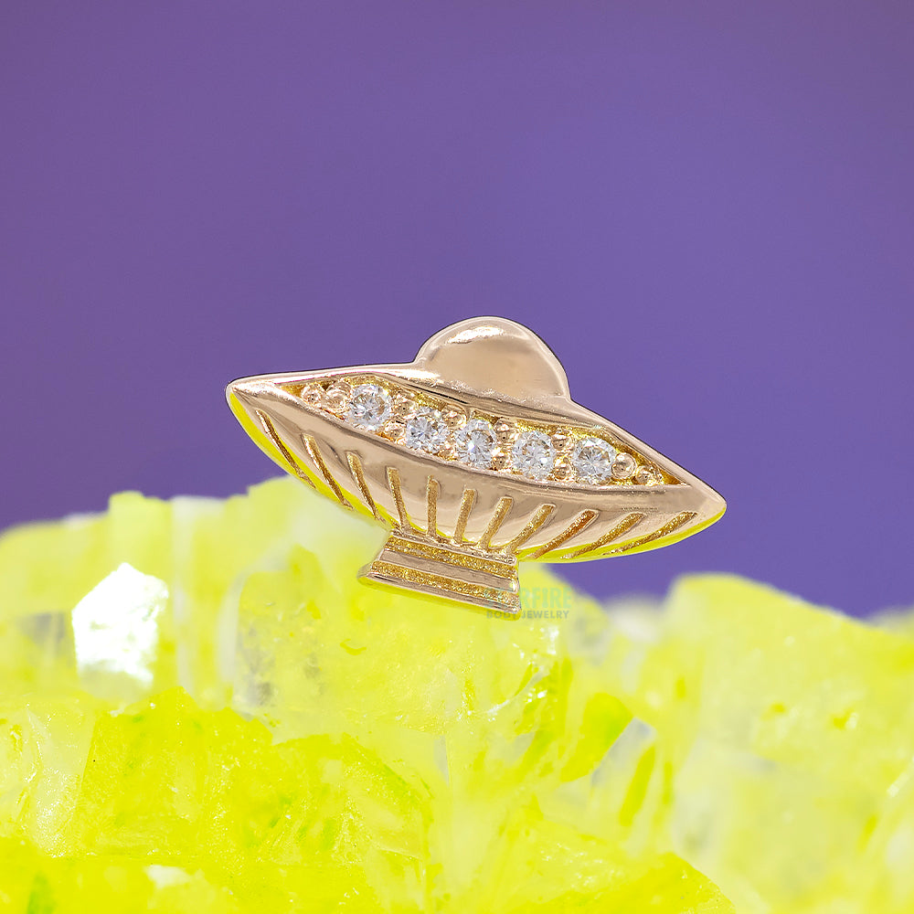 Flying Saucer Threaded End in Gold & Platinum with DIAMONDS