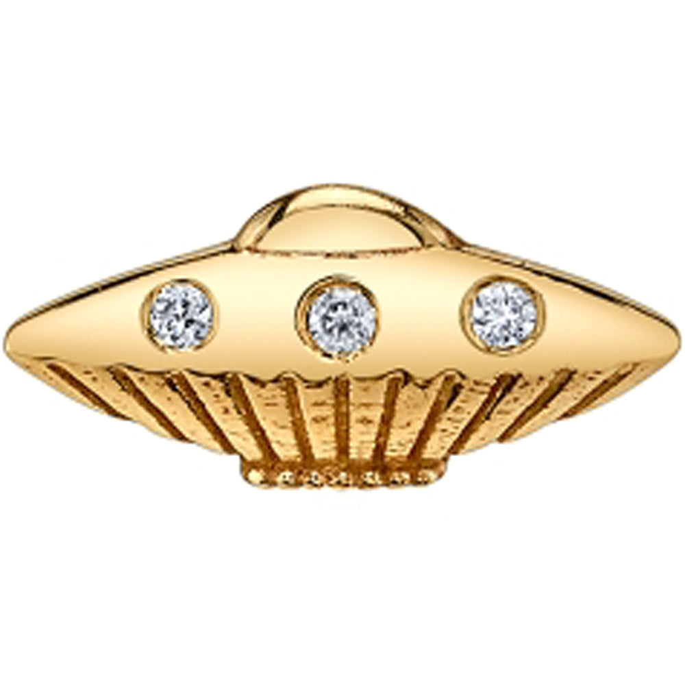 Flying Saucer Threaded End in Gold with DIAMONDS