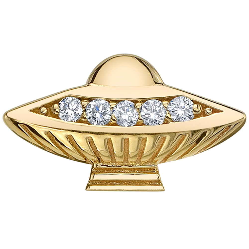 Flying Saucer Threaded End in Gold with DIAMONDS