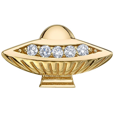 Flying Saucer Threaded End in Gold with DIAMONDS