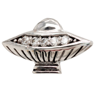 Flying Saucer Threaded End in Gold with White CZ's