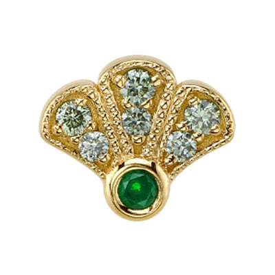 "Arden" Threaded End in Gold with Chrome Green Tourmaline & Pine Green Diamonds