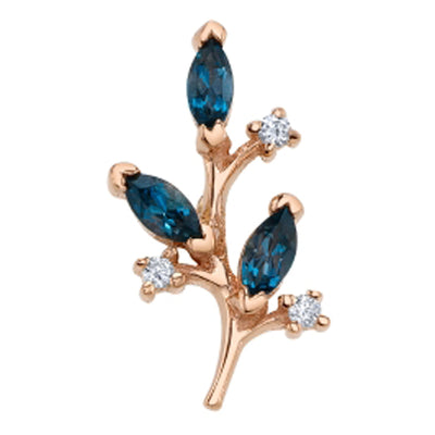 "Nightshade" Threaded End in Gold with London Blue Topaz & Diamonds