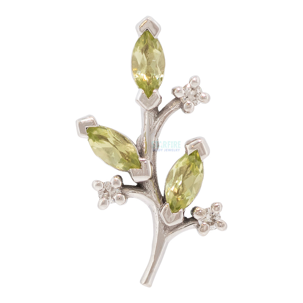 "Nightshade" Threaded End in Gold with Peridot & Diamonds