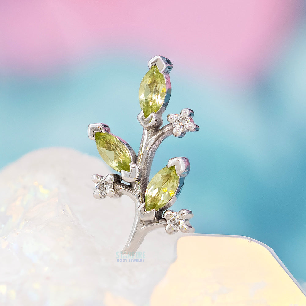 "Nightshade" Threaded End in Gold with Peridot & Diamonds