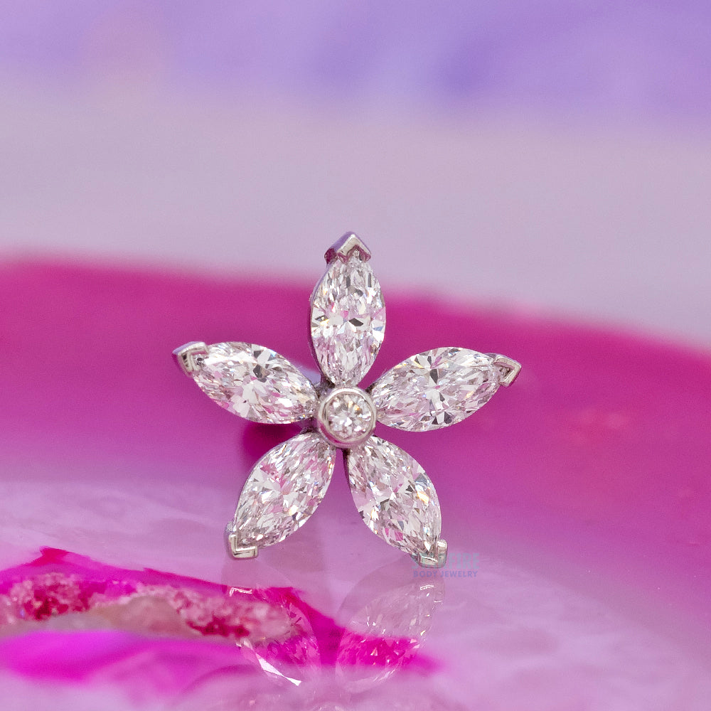 "Starflower" Threaded End in Gold with DIAMONDS