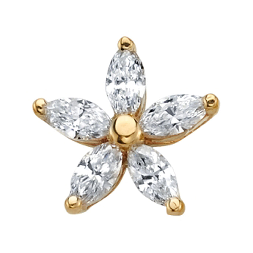 "Starflower" Threaded End in Gold with DIAMONDS