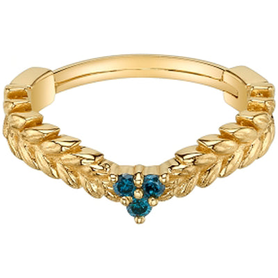"Solstice" Hinge Ring in Gold with Ocean Blue Diamonds