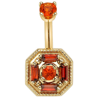 "The Watcher" J Curve in Gold & Platinum with Mexican Fire Opal & Garnet