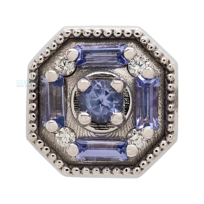 "The Watcher" Threaded End in Gold & Platinum with Tanzanite & Diamonds