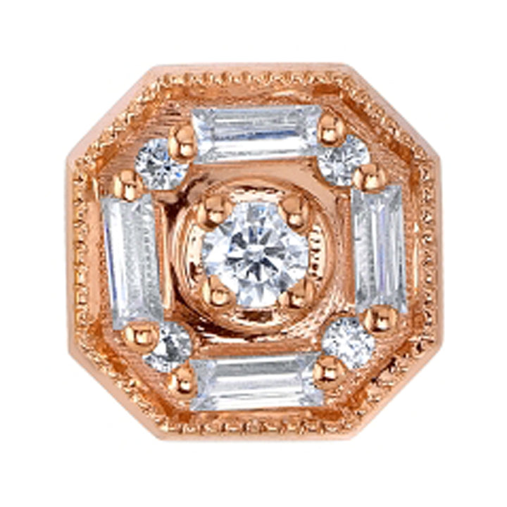 "The Watcher" Threaded End in Gold with White CZ's