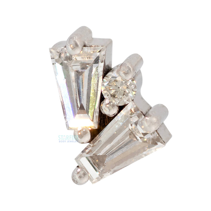 "Pillar" Threaded End in Gold with DIAMONDS