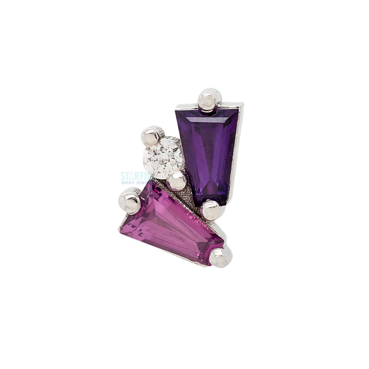 "Pillar" Threaded End in Gold with Amethyst, Rhodolite & White CZ