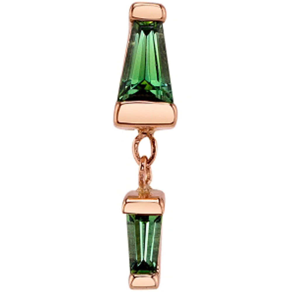 "Duality" Threaded End in Gold with Green Tourmaline