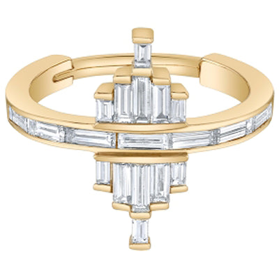 "Facade" Hinge Ring in Gold with White CZ's