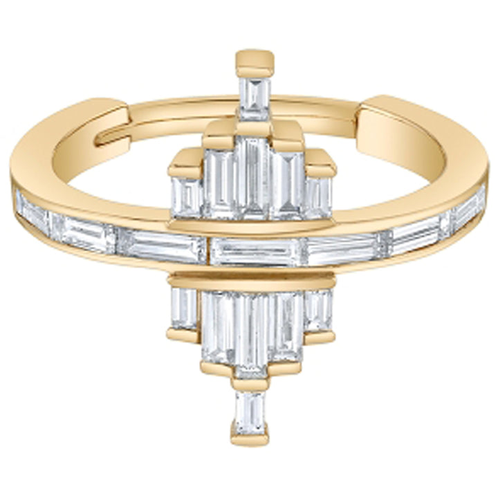 "Facade" Hinge Ring in Gold with White CZ's