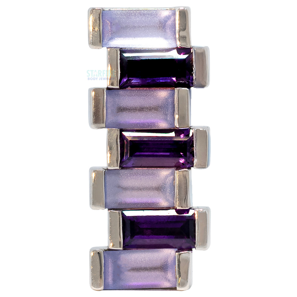 "Brandi" Threaded End in Gold & Platinum with Sandblasted Tanzanite & Amethyst
