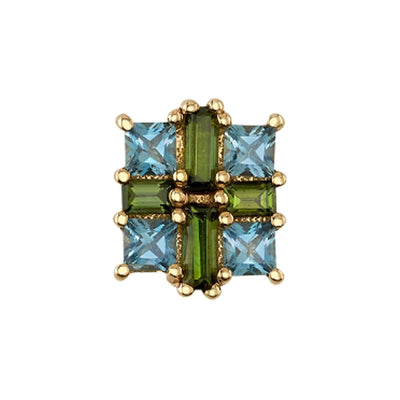 "Alta" Threaded End in Gold with Green Tourmaline & London Blue Topaz