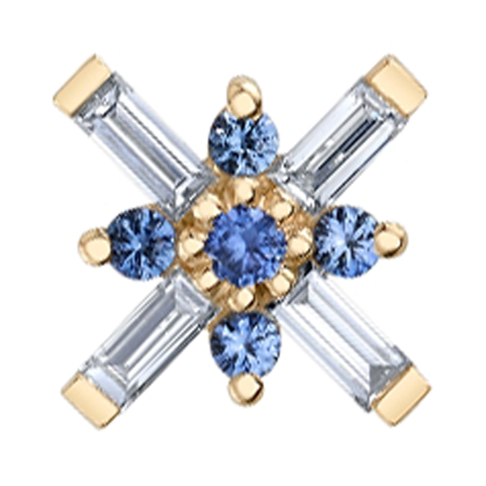 "Kaneda" Threaded End in Gold with Diamond & Polar Sapphires