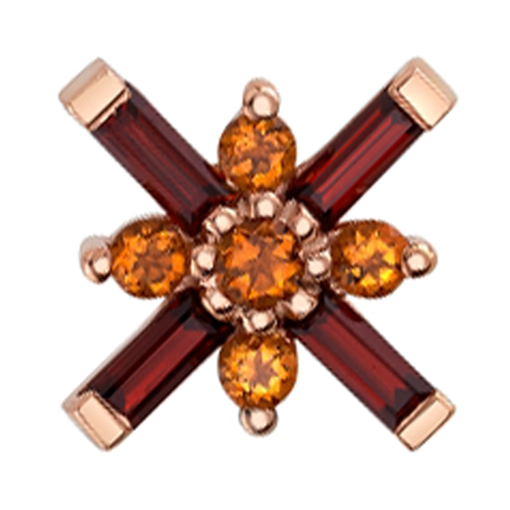 "Kaneda" Threaded End in Gold with Garnet & Citrine